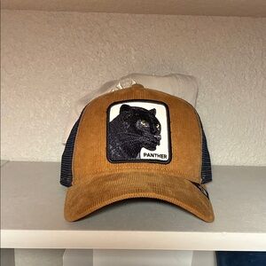The Farm Tan and Navy Blue Panther Patch Hat